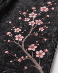 Close up of the pink cherry blossom print