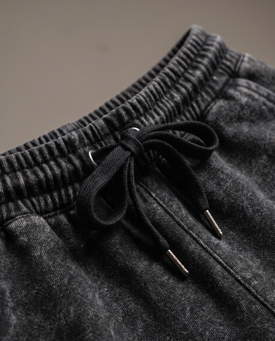 Close up of the waistband and black drawcord