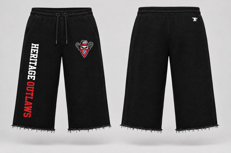 Heritage Outlaws black cutoffs, front and back