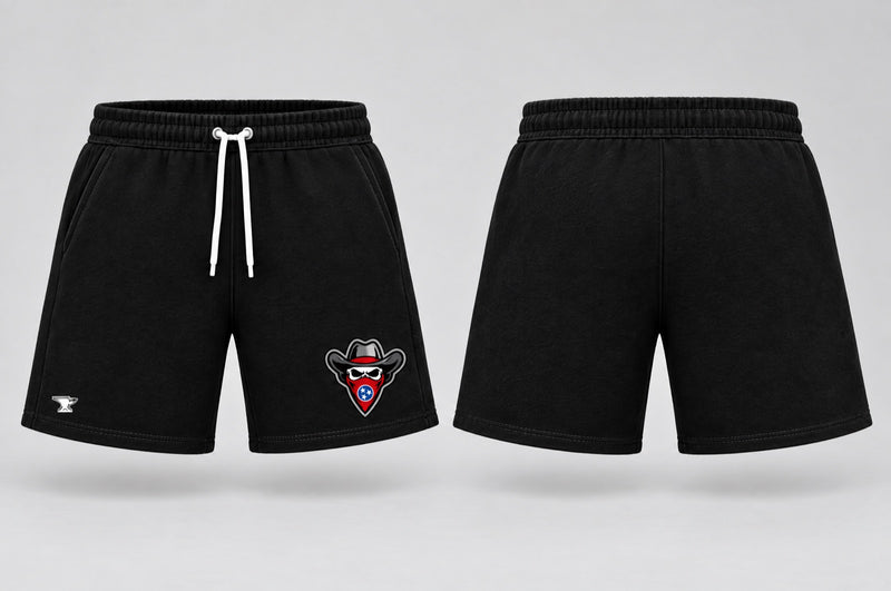 Heritage Outlaws black shorts, front and back